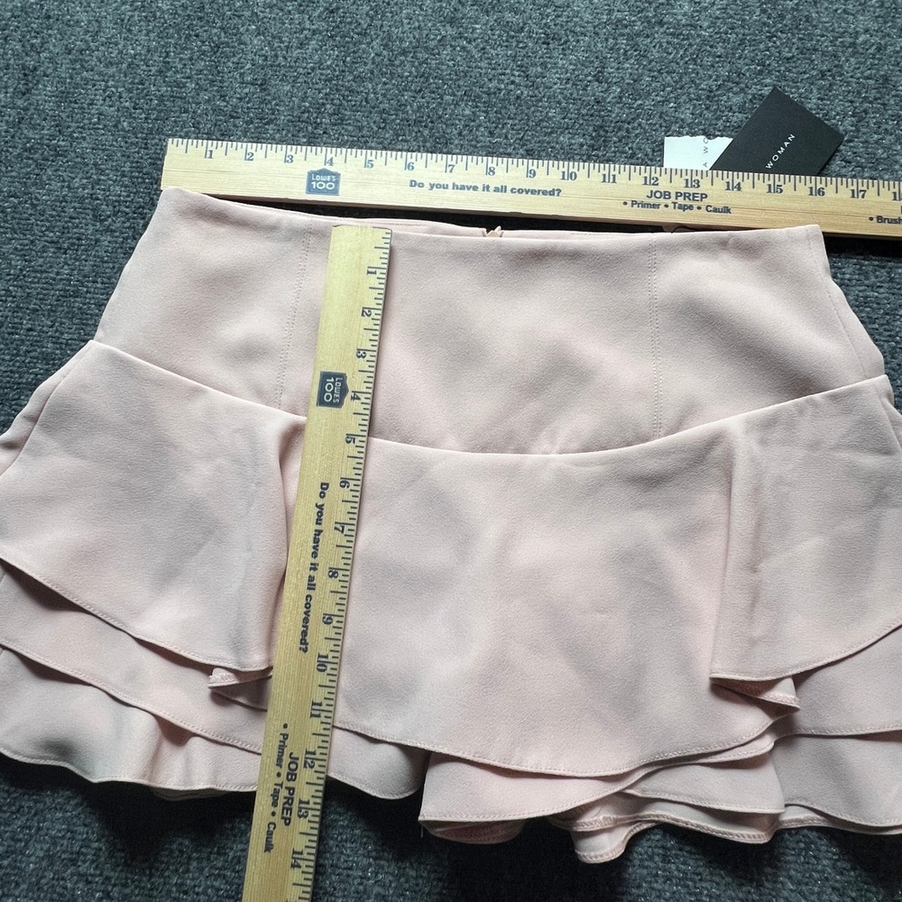 Zara Woman Pink Tiered Ruffle Skort High Waist Mini Skirt Shorts L - Picture 4 of 11